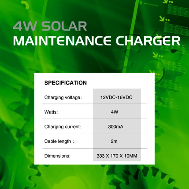 INVICTUS TPS-4W Φωτοβολταϊκός Συντηρητής Μπαταριών 4Watt, Με Κροκοδειλάκια ή Φις Αναπτήρα Αυτοκινήτου