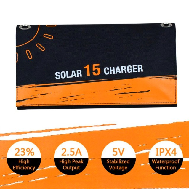 Ηλιακός φορτιστής Invictus Srusb-15 15W με USB ελαφρύς και ανθεκτικός στην βροχή