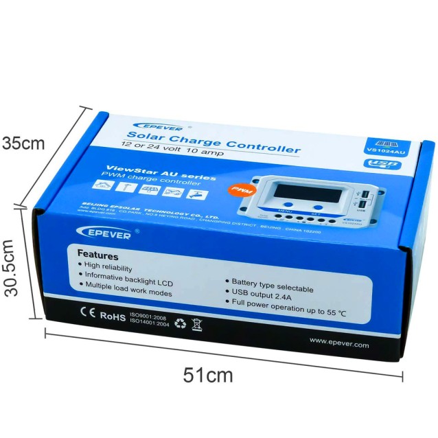 VS1024AU PWM ΡΥΘΜΙΣΤΗΣ ΦΟΡΤΙΣΗΣ EPSOLAR / EPEVER 10Α 12/24V