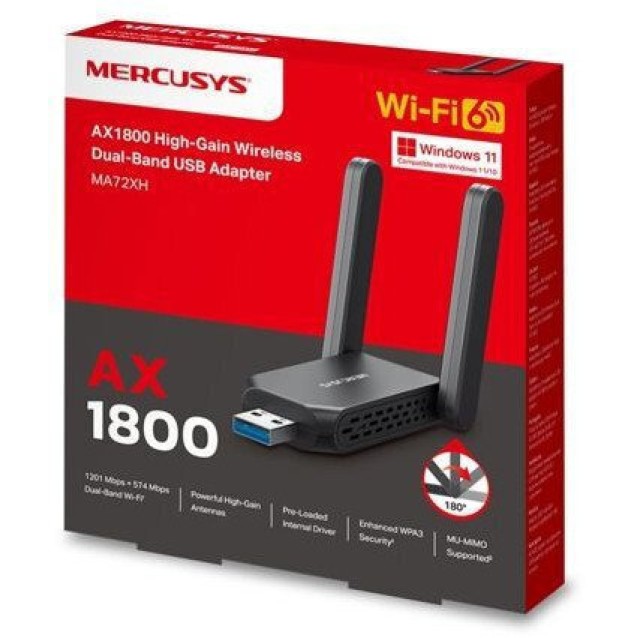 MERCUSYS ασύρματος USB αντάπτορας δικτύου MA72XH, AX1800, Dual Band, V.1.0