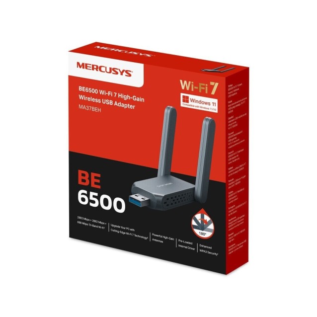 MERCUSYS MA37BEH BE6500 BE6500 Wi-Fi 7 High-Gain Wireless USB Adapter