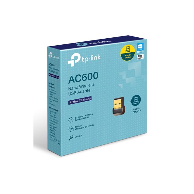 TP-LINK Ασύρματο Nano USB Adapter AC600 ARCHER-T2UNANO, Ver. 1.0