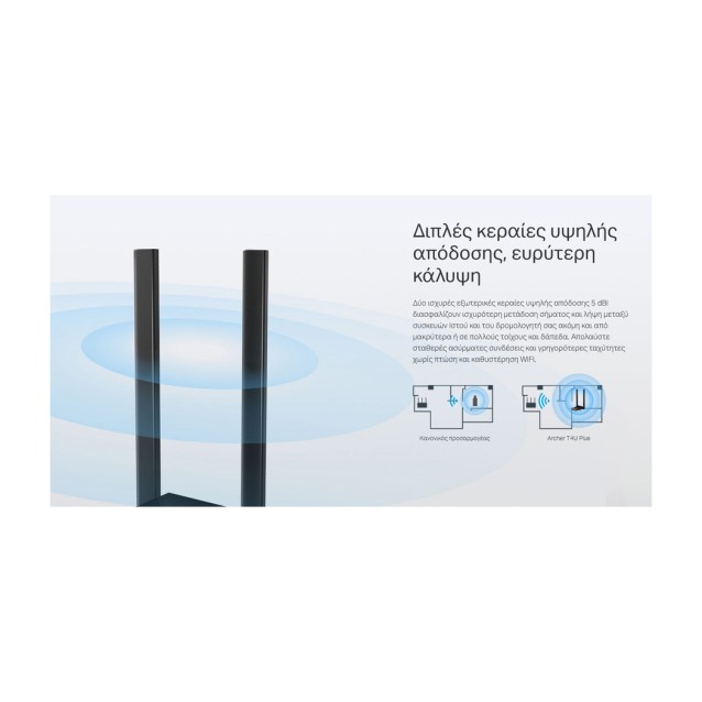 TP-LINK Wireless USB Adapter Archer T4U Plus, AC1300, 2x κεραίες, Ver. 1