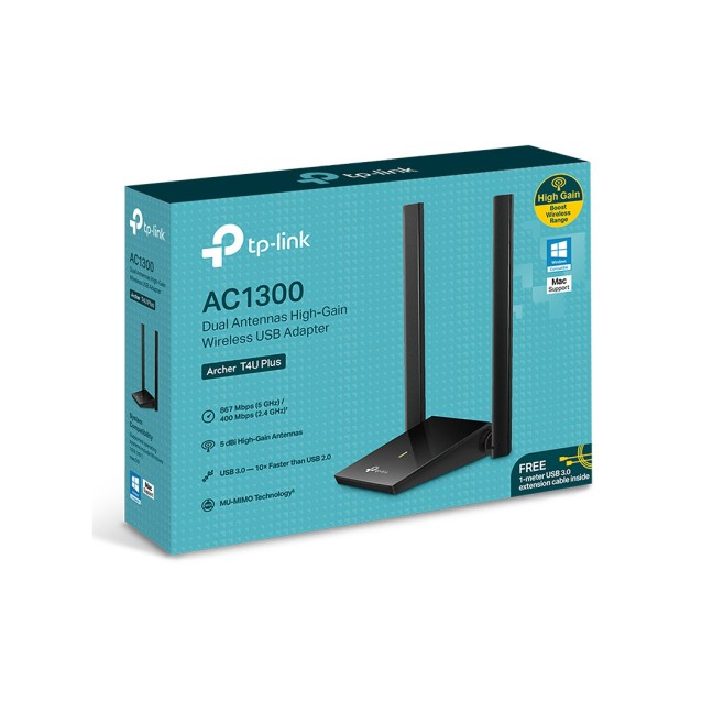 TP-LINK Wireless USB Adapter Archer T4U Plus, AC1300, 2x κεραίες, Ver. 1