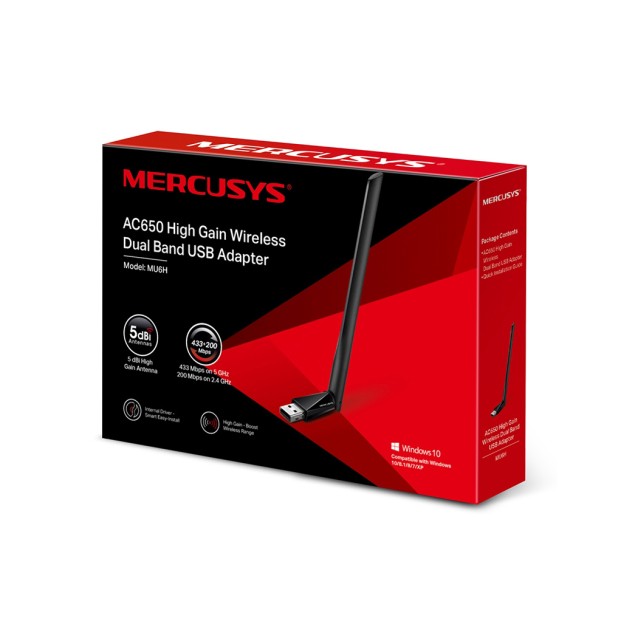 MERCUSYS Wireless USB Adapter MU6H, 5dBi, AC650, Dual Band, Ver. 1.0