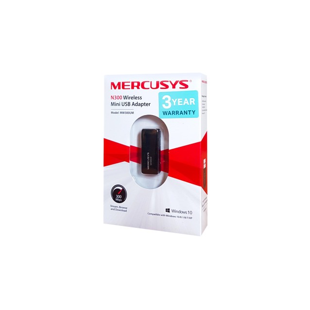 MERCUSYS Wireless Mini USB Adapter MW300UM, 300Mbps, Ver. 3