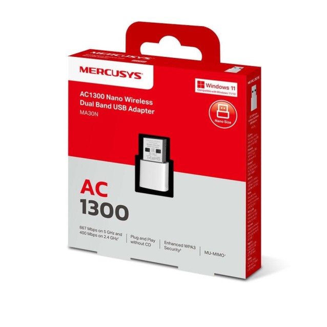 MERCUSYS ασύρματος USB αντάπτορας δικτύου MA30N, AC1300, Ver 1.0