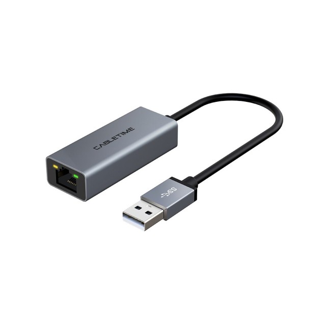 CABLETIME αντάπτορας USB 2.0 σε RJ45 AML100, 100Mbps, 0.15m, γκρι