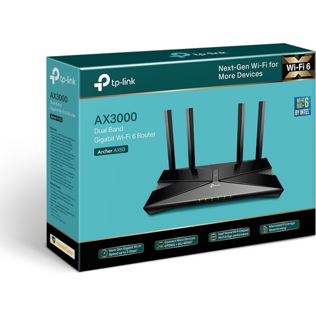 TP-LINK router Archer AX50, WiFi 6, 3000Mbps AX3000, Ver. 1.0