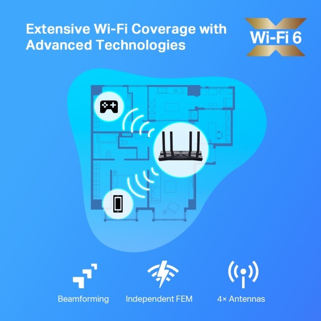 TP-LINK router Archer AX20, Wi-Fi 6, 1800Mbps AC1800, Ver. 1.0