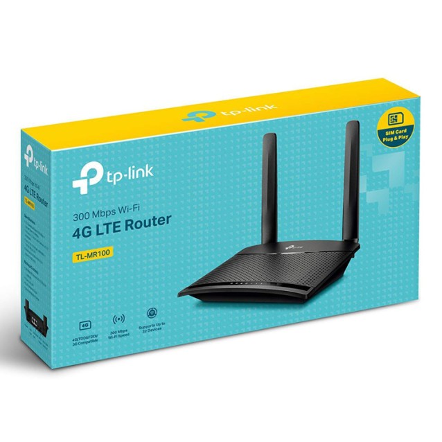 TP-LINK Wireless N Router TL-MR100, 4G LTE, Wi-Fi 300Mbps, Ver. 1.2