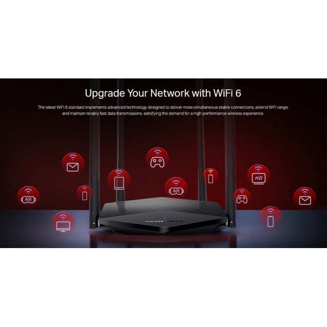 MERCUSYS router MR60X, Wi-Fi 6, 1500Mbps AX1500, Dual Band, Ver. 2.0