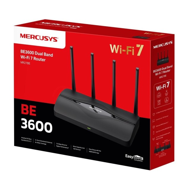 MERCUSYS router MR27BE, WiFi 7, 3.6Gbps BE3600, EasyMesh, Ver 1.20