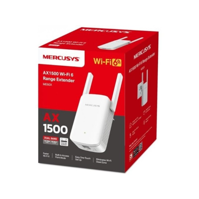 MERCUSYS range extender ME60X, WiFi 6, 1500Mbps AX1500, Ver. 1.0