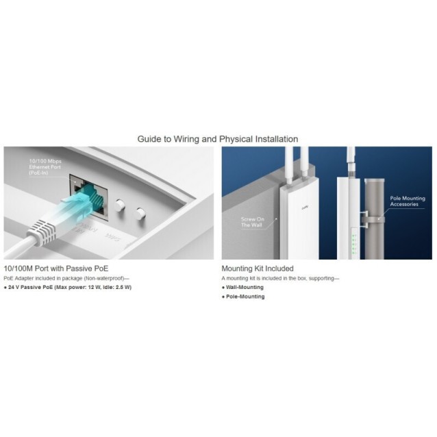 CUDY AP1200 AC1200 WiFi ΕΞΩΤΕΡΙΚΟ ACCESS POINT, DUAL BAND, MU-MIMO, POE