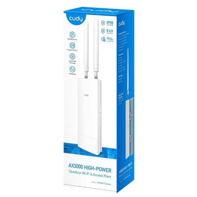 CUDY AX3000 ΕΞΩΤΕΡΙΚΟΥ ΧΩΡΟΥ ACCESS POINT, HIGH POWER WIFI 6 2.5G , IP65, POE