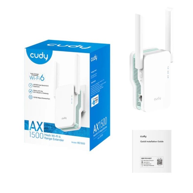 CUDY RE1500, AX1500, WIFI 6 MESH RANGE EXTENDER, DUAL BAND