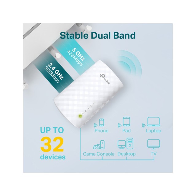 TP-LINK mesh WiFi extender RE220, AC750, dual band, Ver 3.0