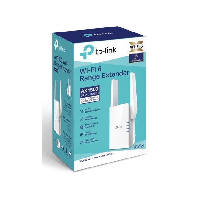 TP-LINK WiFi 6 range extender RE505X, AX1500 dual-band, Ver: 1.0