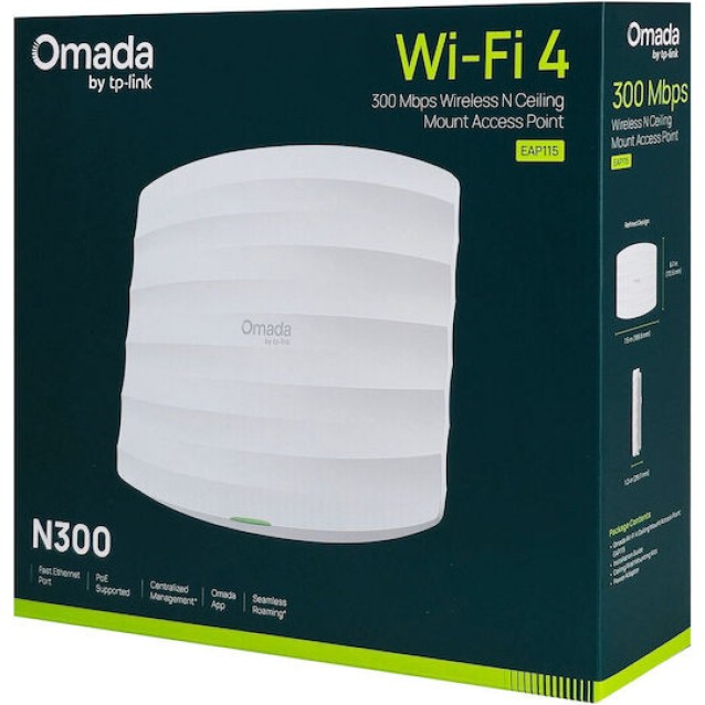 TP-LINK access point EAP115, 300Mbps, οροφής, V4.30