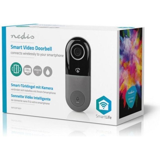 Ασύρματη Θυροτηλεόρασημε HD κάμερα, αισθητήρα κίνησης και θύρα κάρτας microSD. WIFI Nedis (WIFICDP10GY) 