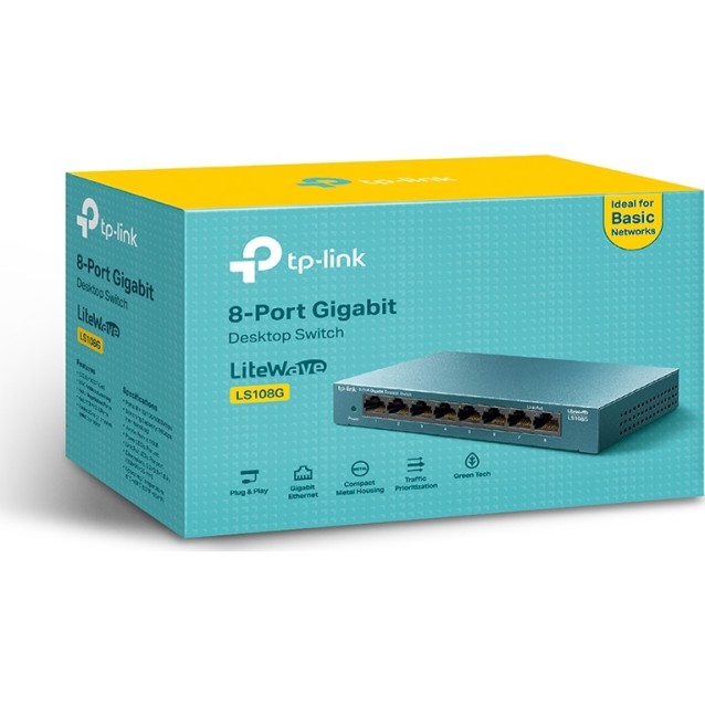 TP-LINK Desktop Switch LS108G, 8-port 10/100/1000Mbps, Ver. 1.0