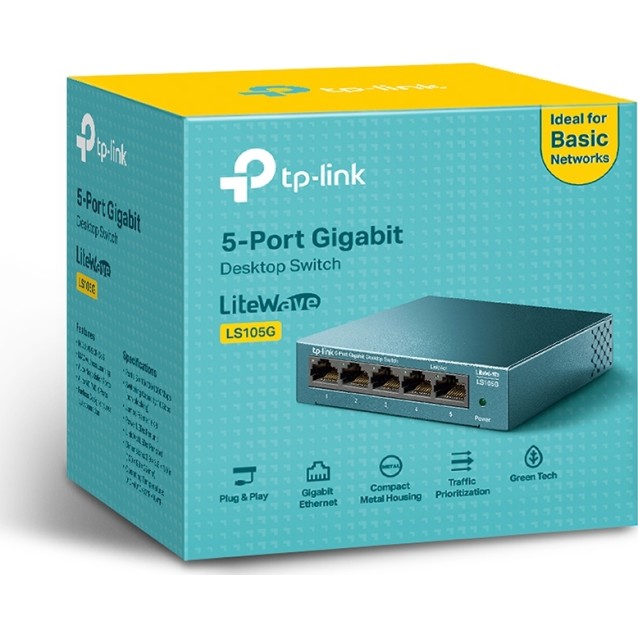 TP-LINK Desktop Switch LS105G, 5-port 10/100/1000Mbps, Ver. 1.0