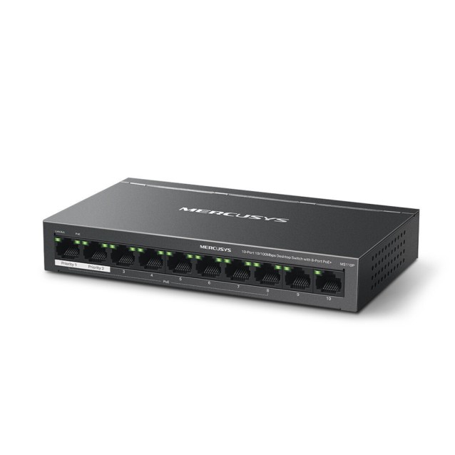 MERCUSYS MS110P 10-Port 10/100Mbps desktop switch με 8 θύρες PoE+