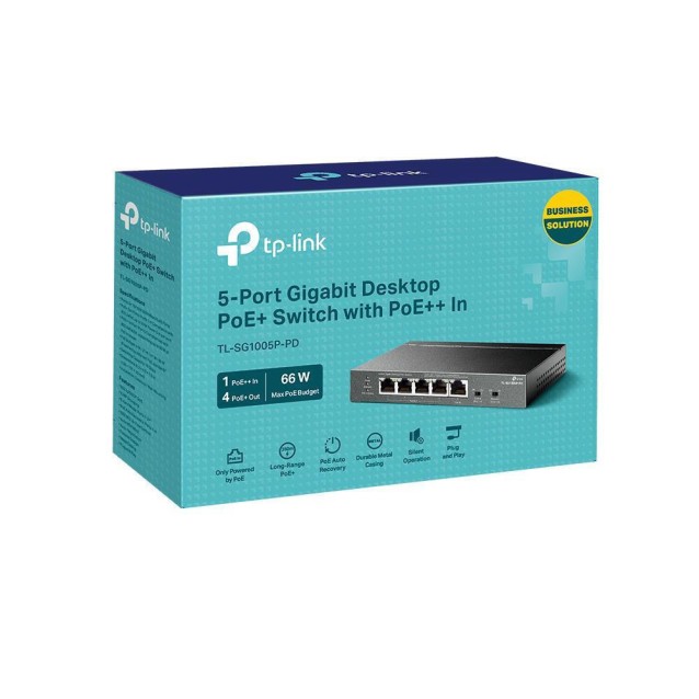TP-LINK desktop switch TL-SG1005P-PD, 5x Gigabit θύρες, PoE+, UN/1.0