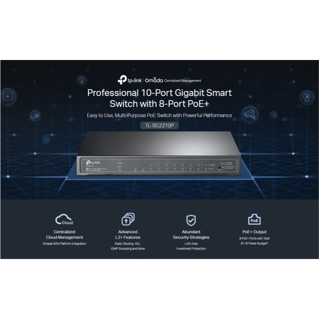 TP-LINK smart PoE+ switch SG2210P, 10-Port Gigabit, V 5.20