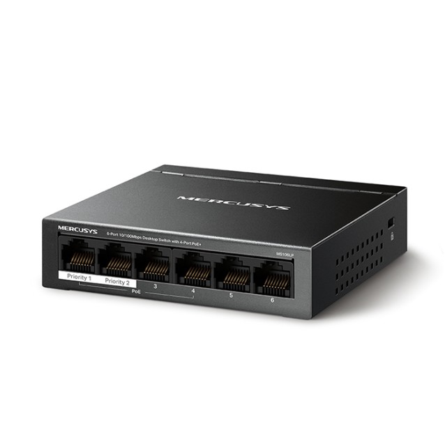 MERCUSYS MS106LP 6-Port 10/100Mbps desktop switch με 4 θύρες PoE+