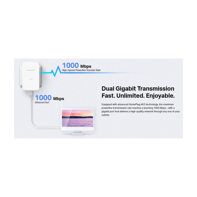 MERCUSYS Powerline MP500 Kit, AV1000 Gigabit, Ver: 1.0