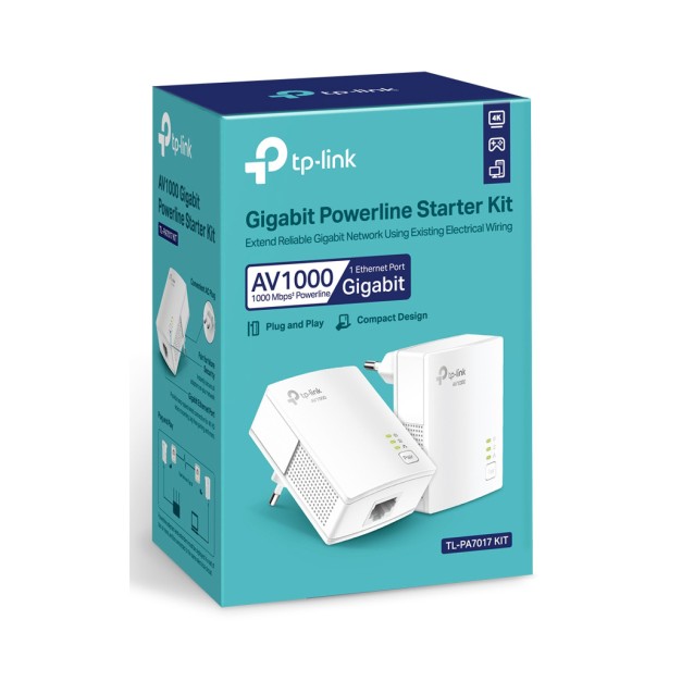 TP-LINK Powerline Starter Kit TL-PA7017, AV1000 Gigabit, Ver. 4.0
