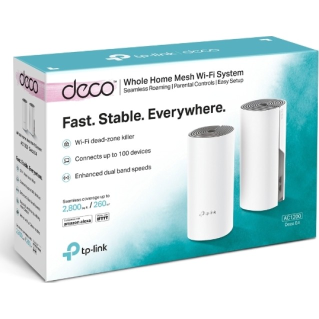 TP-LINK Home Mesh Wi-Fi System DECO E4, AC1200, 2τμχ, Ver. 2.0