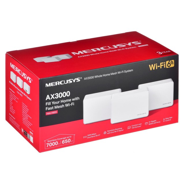 MERCUSYS Mesh Wi-Fi 6 System Halo H80X, 3Gbps Dual Band, 3τμχ, Ver. 1.0
