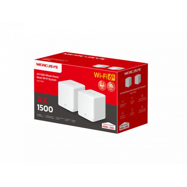 MERCUSYS Mesh WiFi 6 System Halo H60X, 1500Mbps Dual Band, 2τμχ, V.1.0