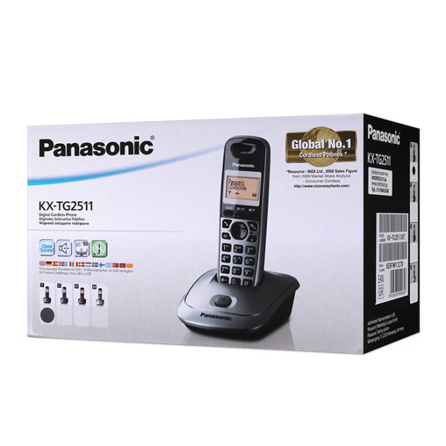 PANASONIC KX-TG2511GRT Ασύρματη τηλεφωνική συσκευή μικρού μεγέθους με αναγνώριση κλήσης, λειτουργία hands-free και διάρκεια ομιλίας έως 18 ώρες, σε μαύρο χρώμα.