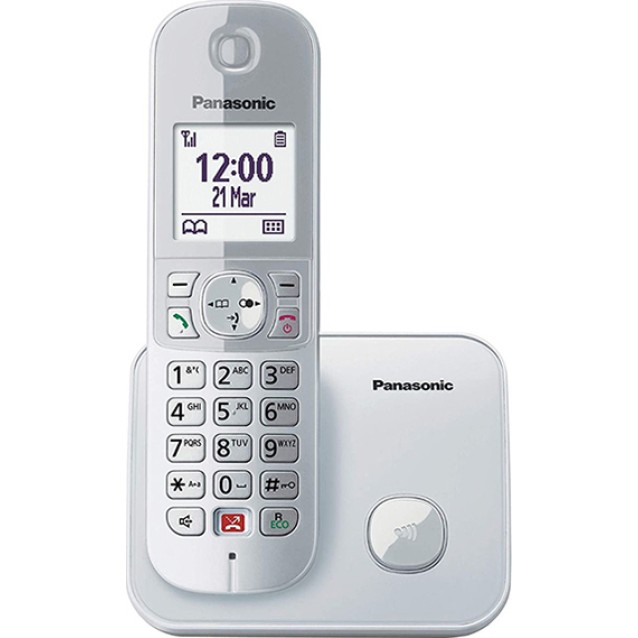 Ασύρματο Ψηφιακό Τηλέφωνο Panasonic KX-TG6851 EU με Μεγάλη Οθόνη και Ανοιχτή Ακρόαση Ασημί