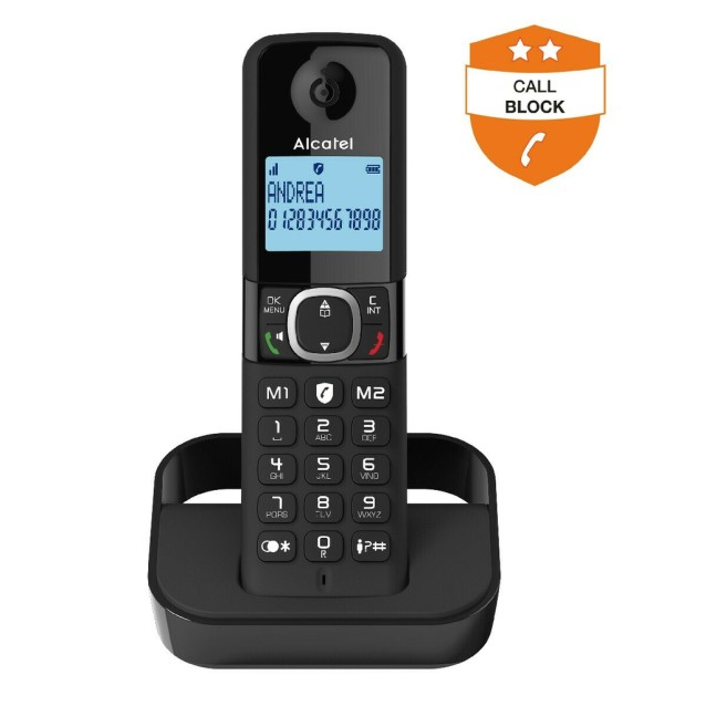 Ασύρματο Ψηφιακό Τηλέφωνο Alcatel F860 DUO με Ανοιχτή Ακρόαση και Δυνατότητα Αποκλεισμού Κλήσεων Μαύρο