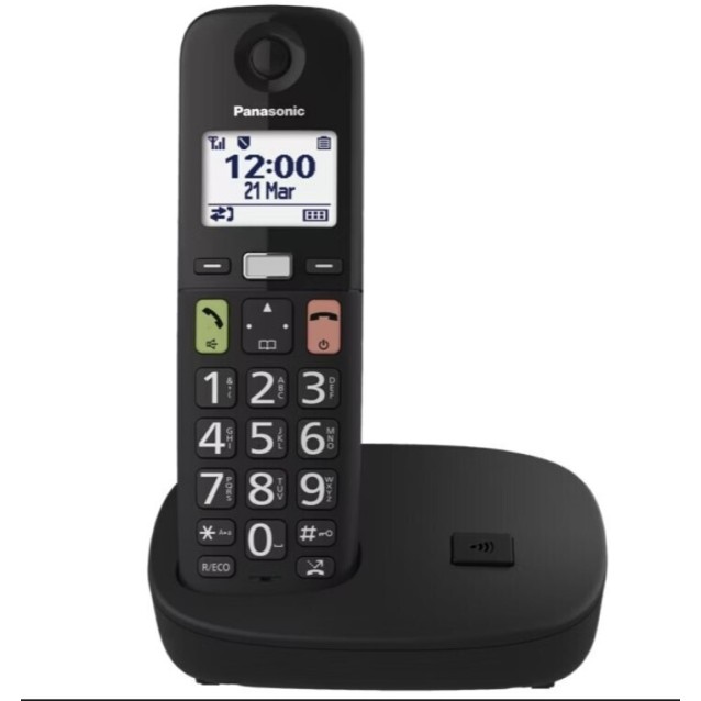 Ασύρματο Ψηφιακό Τηλέφωνο Panasonic KX-TGU110EXB Μαύρο με Δυνατό Κουδούνισμα και Φωτιζόμενο Πληκτρολόγιο με Μεγάλα Πλήκτρα
