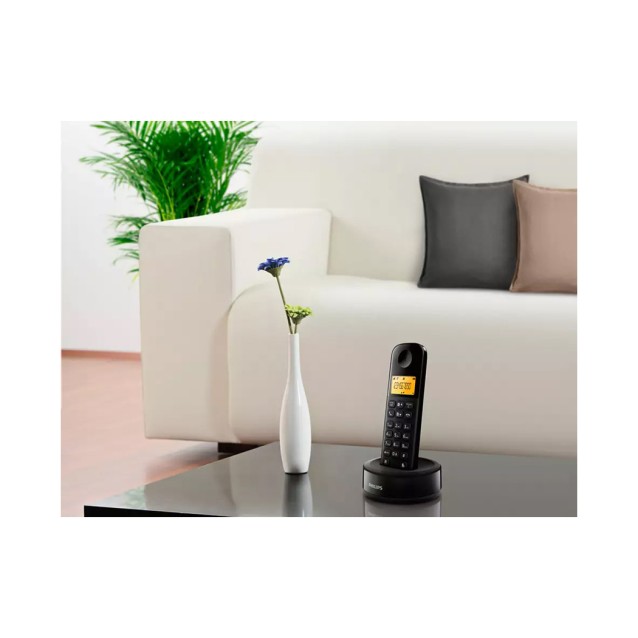 PHILIPS ασύρματο τηλέφωνο D1601B/34, με ελληνικό μενού, μαύρο