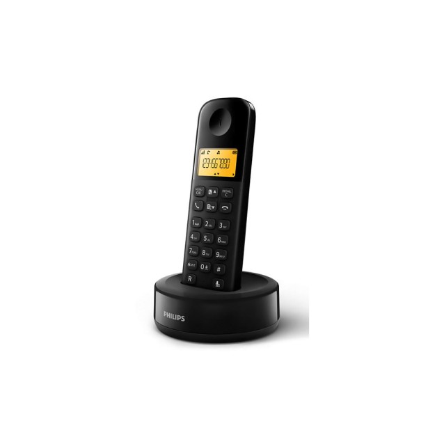 PHILIPS ασύρματο τηλέφωνο D1601B/34, με ελληνικό μενού, μαύρο