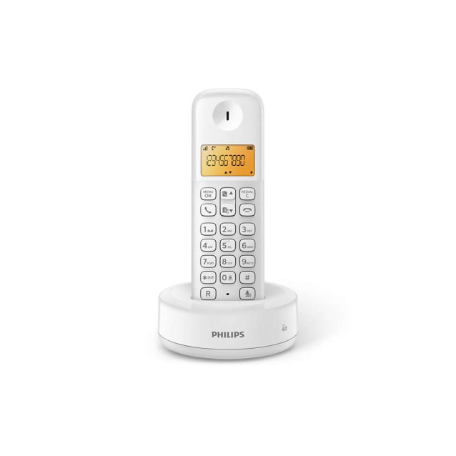 PHILIPS ασύρματο τηλέφωνο D1601W-34, με ελληνικό μενού, λευκό