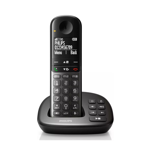 PHILIPS ασύρματο τηλέφωνο XL4951DS/34 ελληνικό μενού, τηλεφωνητής, μαύρο