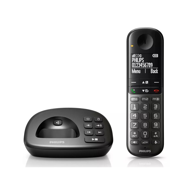 PHILIPS ασύρματο τηλέφωνο XL4951DS/34 ελληνικό μενού, τηλεφωνητής, μαύρο