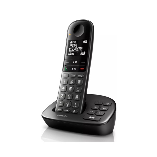 PHILIPS ασύρματο τηλέφωνο XL4951DS/34 ελληνικό μενού, τηλεφωνητής, μαύρο