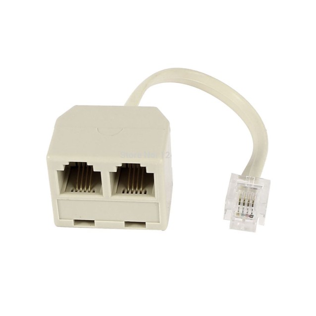 POWERTECH αντάπτορας RJ11 4P4C αρσενικό σε 2x θηλυκό ADA-T001, λευκός