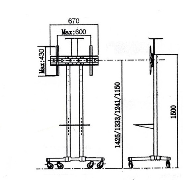 GJ-1500 ΒΑΣΗ ΤΗΛΕΟΡΑΣΗΣ ΔΑΠΕΔΟΥ ΤΡΟΧΗΛΑΤΗ 32"-65"