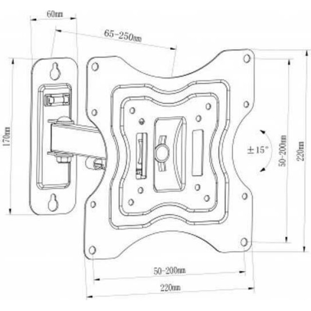 Bracket LCD 1520B Βάση Τηλεόρασης Τοίχου με Βραχίονα έως 42" και 25kg