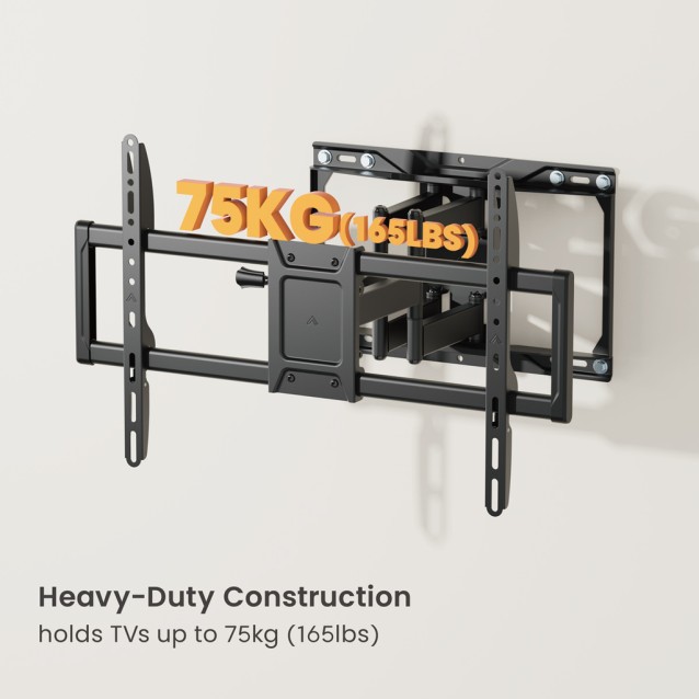 POWERTECH επιτοίχια βάση τηλεόρασης PT-1423, 37-90", 75kg, heavy duty, full motion